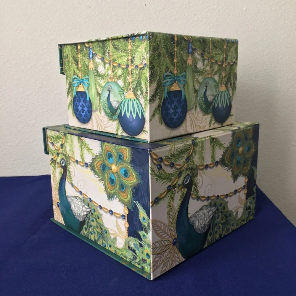 Decorative Peacock Storage Box Set